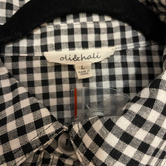 Oli and Hali Black and White Checkered Button Down Shirt - NWT size L - Picture 2 of 5